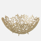 Large Gold Leaf Decorative Bowl – Aluminum Centerpiece Dish