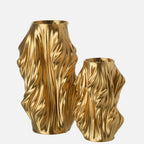 Large 3D Printed Irregular Sculptural Porcelain Vase – Gold
