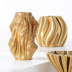 Large 3D Printed Irregular Sculptural Porcelain Vase – Gold