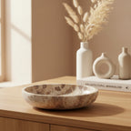 Serving Bowl Marble Beige – Large Round Stone Bowl 35 cm