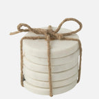 Set of 6 Heart Marble Coasters – White