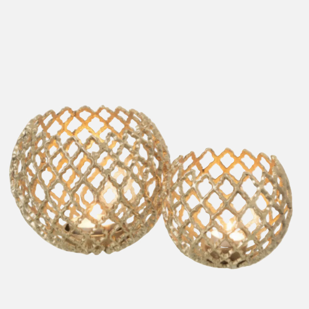 Gold Aluminium Candle Holder – Large Decorative Accent