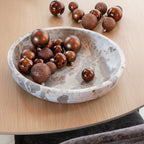 Serving Bowl Marble Beige – Large Round Stone Bowl 35 cm