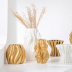 Gold 3D Printed Porcelain Irregular Vase