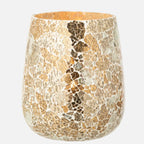 Tall Crackled Glass Candle Holder – Gold Decorative Lantern
