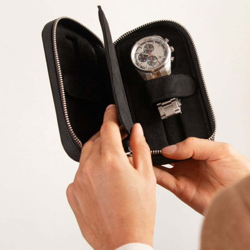 Philipp 2 Piece Watch Zip Case - Black