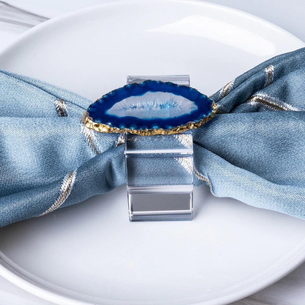 Zoya Stones Blue Agate napkin rings, set of 4 lifestyle