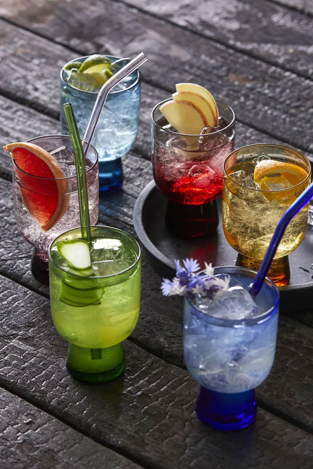 Coloured Glass Tumbler, Set of 6
