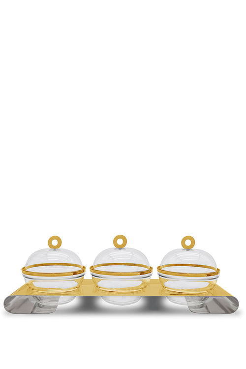 Circle Trio Condiment/ Snack Bowl, Gold